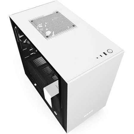 صندوق ألعاب NZXT H210i أبيض/أسود | Mini-ITX بتدفق هواء عالي وإضاءة RGB وزجاج مقوى