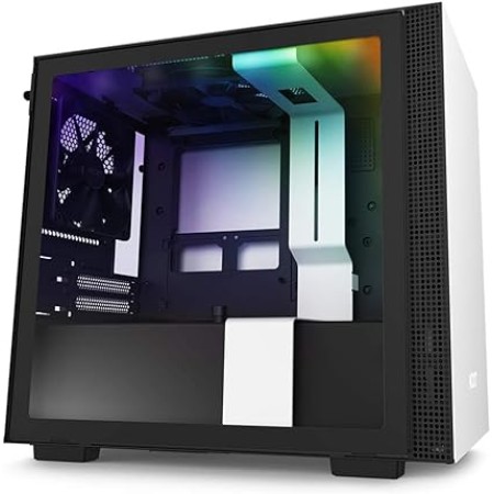 صندوق ألعاب NZXT H210i أبيض/أسود | Mini-ITX بتدفق هواء عالي وإضاءة RGB وزجاج مقوى