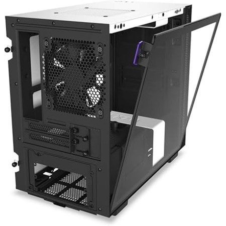 صندوق ألعاب NZXT H210i أبيض/أسود | Mini-ITX بتدفق هواء عالي وإضاءة RGB وزجاج مقوى
