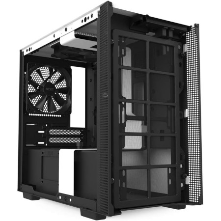 صندوق ألعاب NZXT H210i أبيض/أسود | Mini-ITX بتدفق هواء عالي وإضاءة RGB وزجاج مقوى
