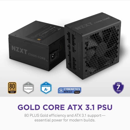Power Supply NZXT C1000 Gold Core ,Full Mod ,ATX 3.1 standard support ,1000 W maximum power output ,PCIe 5.1 ready connector -Black