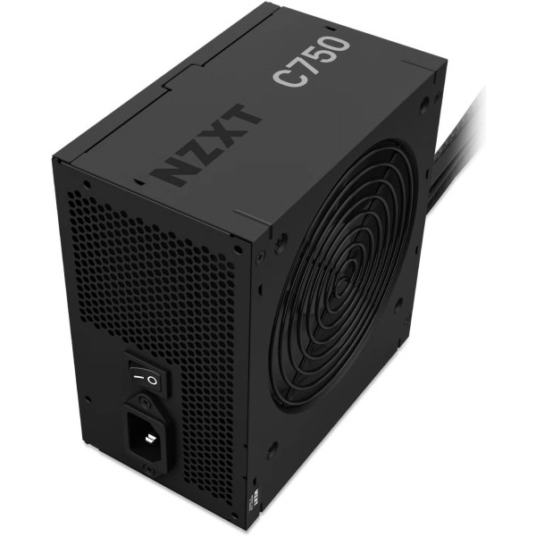 مزود طاقة NZXT C750, قدرة 750 واط, شهادة كفاءة 80 Plus Bronze, دعم معيار ATX 3.1, تصميم كابلات مسطح غير قابلة للفصل Non-Modular - أسود