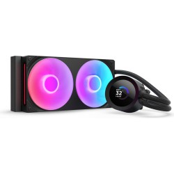 مبرد مائي احترافي NZXT Kraken Plus 240, شاشة LCD مربعة مقاس 1.54 بوصة, مروحتين RGB عالية الكفاءة مقاس 120 مم, متوافق مع معالجات Intel و AMD الحديثة - أسود