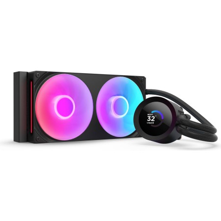 مبرد مائي احترافي NZXT Kraken Plus 240, شاشة LCD مربعة مقاس 1.54 بوصة, مروحتين RGB عالية الكفاءة مقاس 120 مم, متوافق مع معالجات Intel و AMD الحديثة - أسود