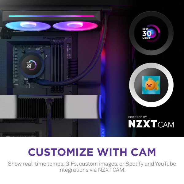 مبرد مائي احترافي NZXT Kraken Plus 240, شاشة LCD مربعة مقاس 1.54 بوصة, مروحتين RGB عالية الكفاءة مقاس 120 مم, متوافق مع معالجات Intel و AMD الحديثة - أسود