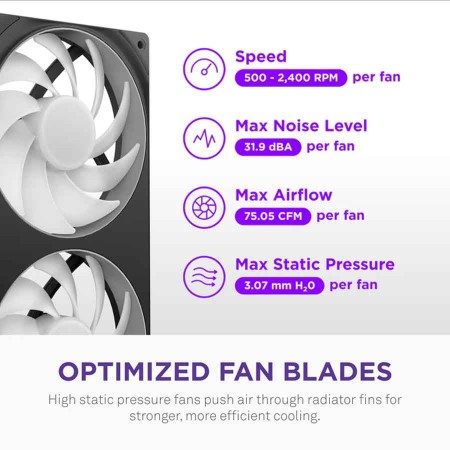 مبرد مائي NZXT Kraken Core 360 RGB، تصميم AIO مع رادياتور 360 مم، محامل Fluid Dynamic، إضاءة RGB قابلة للتخصيص - اسود مبرد مائي NZXT Kraken Core 360 RGB، تصميم AIO مع رادياتور 360 مم، محامل Fluid Dynamic، إضاءة RGB قابلة للتخصيص - اسود