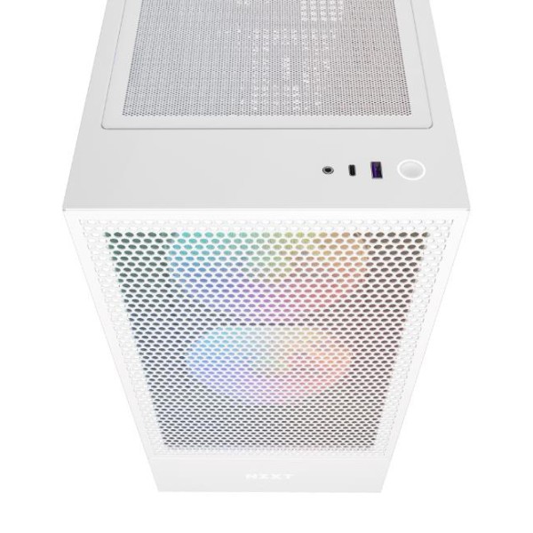 Nzxt H5 Flow Atx Mid Tower Gaming Case 2x Fans 140m RGB - White