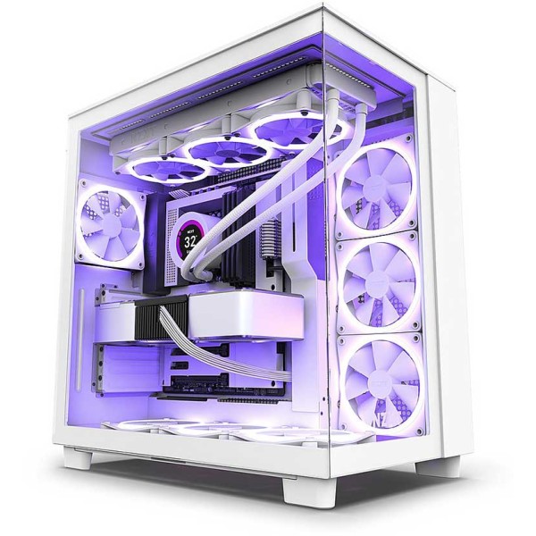 NZXT H9 Flow Mid Tower Airflow Case - 4 FANs Without RGB- White