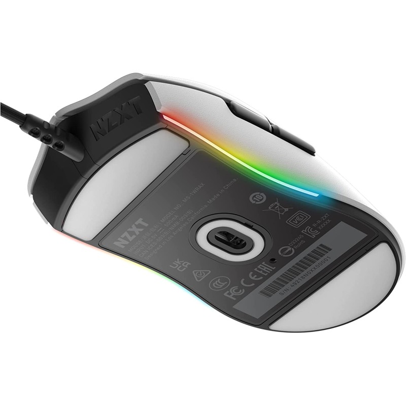 NZXT Lift PC Gaming Mouse - Lightweight Ambidextrous Mouse - RGB Lighting - White