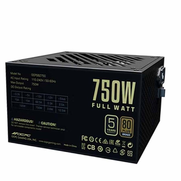 Power Supply OCPC ENERGIA BZ750 750W ,80+ Bronze ,ATX design ,Flat black cables for easier cable management -Black Power Supply OCPC ENERGIA BZ750 750W ,80+ Bronze ,ATX design ,Flat black cables for easier cable management -Black
