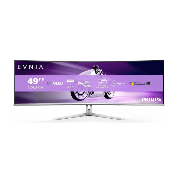 شاشة الألعاب المنحنية Philips Evnia 49M2C8900 مقاس 49 بوصة، QD-OLED، 240 هرتز، دعم HDR وG-Sync شاشة الألعاب المنحنية Philips Evnia 49M2C8900 مقاس 49 بوصة، QD-OLED، 240 هرتز، دعم HDR وG-Sync