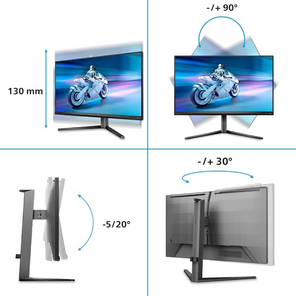 شاشة العاب احترافية PHILIPS 27M2N5500 Evnia,  27 بوصة بدقة QHD 2560×1440, معدل تحديث 180Hz, لوحة IPS, زمن استجابة 0.5ms, توافق مع NVIDIA G-Sync وAMD FreeSync - أسود