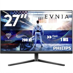 شاشة Philips Evnia 27M2N5500Q/89، مقاس 27 بوصة، لوحة Fast IPS، دقة QHD (2560×1440)، معدل تحديث 200Hz، زمن استجابة 0.3ms، تدعم NVIDIA G-SYNC – اسود