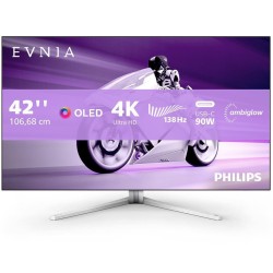 شاشة قيمنق فيليبس Evnia 42M2N8900 - مقاس 42 إنش - دقة 4K UHD - تردد 138Hz - استجابة 0.1ms - لوحة OLED - تقنية Ambiglow