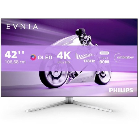 شاشة قيمنق فيليبس Evnia 42M2N8900 - مقاس 42 إنش - دقة 4K UHD - تردد 138Hz - استجابة 0.1ms - لوحة OLED - تقنية Ambiglow