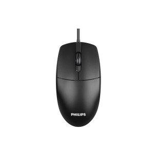 فأرة مكتبية سلكية PHILIPS SPK7247B/55, دقة استشعار تصل حتى 1200 DPI, سطح غير لامع مقاوم للبصمات, 3 أزرار, 90 غرام , كيبل USB - أسود 