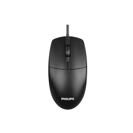 فأرة مكتبية سلكية PHILIPS SPK7247B/55, دقة استشعار تصل حتى 1200 DPI, سطح غير لامع مقاوم للبصمات, 3 أزرار, 90 غرام , كيبل USB - أسود