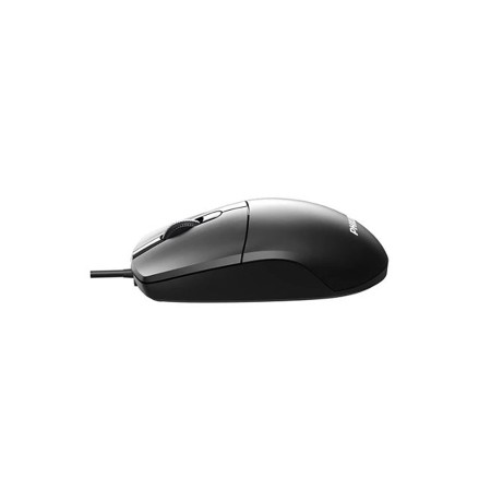 فأرة مكتبية سلكية PHILIPS SPK7247B/55, دقة استشعار تصل حتى 1200 DPI, سطح غير لامع مقاوم للبصمات, 3 أزرار, 90 غرام , كيبل USB - أسود