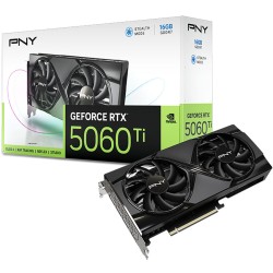 بطاقة رسومات PNY GeForce RTX 5060 Ti، بسعة 16 جيجابايت GDDR7، نظام تبريد مروحتين، واجهة PCIe-5.0، تدعم DLSS 4 وتتبع الأشعة (Ray Tracing) - اسود