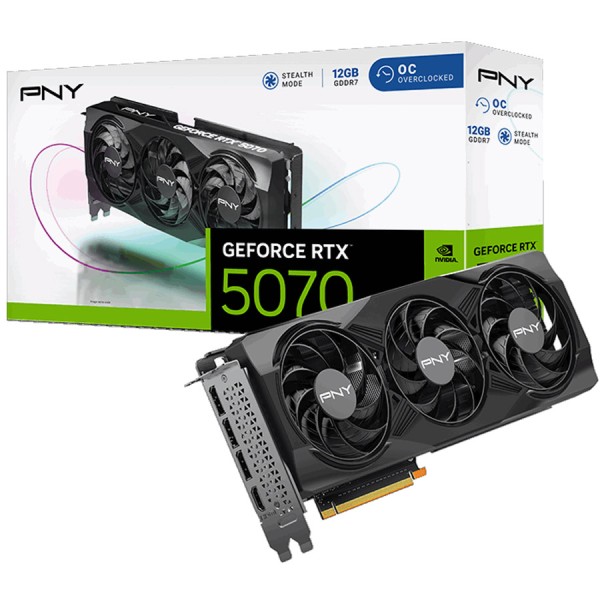 Graphics Card PNY GeForce RTX 5070 12GB GDDR7 OC ,DLSS 4 support ,Ray Tracing support ,Triple-fan cooling system