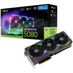 بطاقة الرسوميات PNY GeForce RTX 5080 بسعة 16 GB OC، تدعم PCIe 5.0 x16، وDLSS 4، نسخة OC - اسود