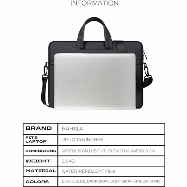 Bag RAHALA 817 Briefcase ,Slim and elegant ,Fits laptops up to 15.6 inches ,High-quality, water-resistant ,ront pockets for accessories -Black