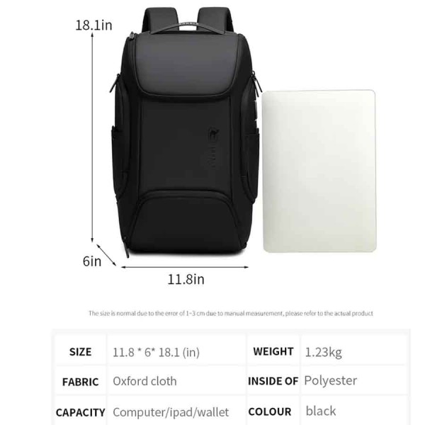 Backpack RAHALA BNG‑126 ,Modern and ergonomic design ,Water-resistant to protect contents ,Spacious interior ,Padded shoulder straps - Black