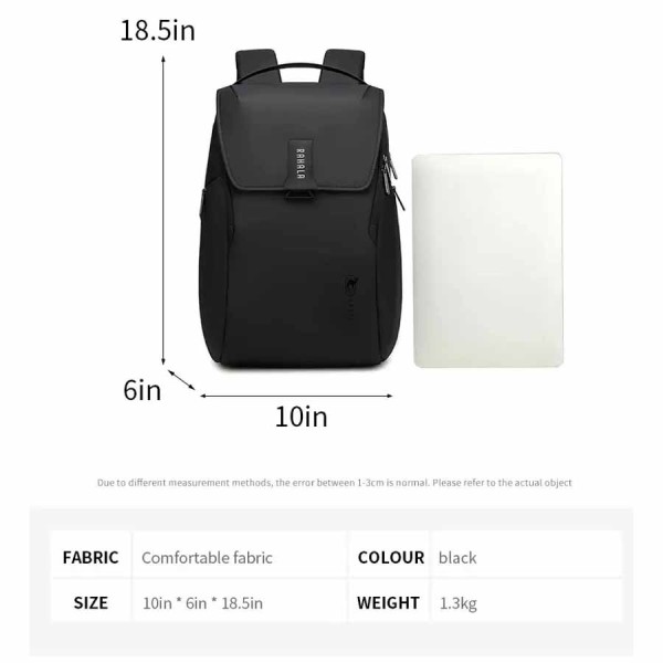 حقيبة ظهر RAHALA BNG‑127، تصميم عصري ومريح، مقاومة للماء لحماية المحتويات، مساحة داخلية واسعة، مثالية للاستخدام اليومي - اسود
