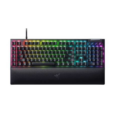 RAZER BlackWidow V4 Mechanical Gaming Keyboard, Green Switches (Clicky & Tactile), Full Size, Razer Chroma RGB, USB Connection - BLACK RAZER BlackWidow V4 Mechanical Gaming Keyboard, Green Switches (Clicky & Tactile), Full Size, Razer Chroma RGB, USB Connection - BLACK