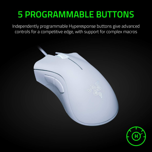 فأرة ألعاب سلكية Razer DeathAdder Essential – أبيض فأرة ألعاب سلكية Razer DeathAdder Essential – أبيض