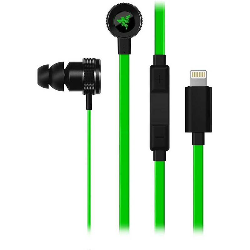 Razer Hammerhead Earbuds for iOS - in-Line Mic & Volume Control - Aluminum Frame - Lightning Connector - Green