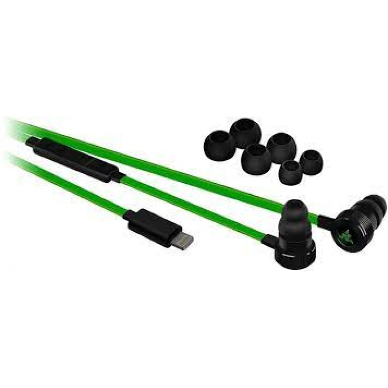 Razer Hammerhead Earbuds for iOS - in-Line Mic & Volume Control - Aluminum Frame - Lightning Connector - Green