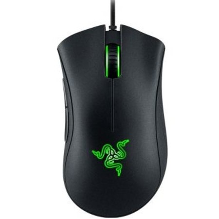 ماوس العاب سلكي احترافي RAZER DeathAdder Essential, سرعة تصل إلى 6400 DPI, معدل استجابة 1000Hz,  إضاءة LED بلون أخضر, كيبل 1.8 متر – أسود