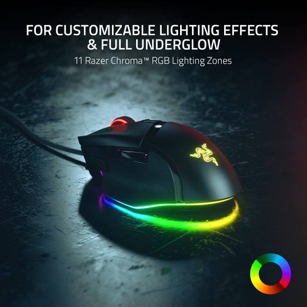 Razer Basilisk V3 Wired Gaming Mouse , Focus optical sensor up to 26000 DPI ,11 programmable buttons, Chroma RGB lighting- BLACK