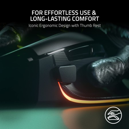 Razer Basilisk V3 Wired Gaming Mouse , Focus optical sensor up to 26000 DPI ,11 programmable buttons, Chroma RGB lighting- BLACK