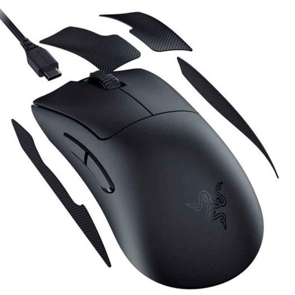 فأرة العاب سلكية احترافية Razer DeathAdder V3 Pro، مزودة بمستشعر بصري Focus Pro 30K بدقة تصل إلى 30,000 DPI، وزنها حوالي 63 غ