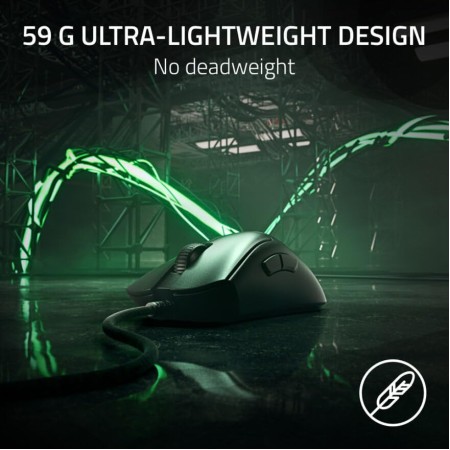 ماوس العاب سلكية Razer DeathAdder V3, بوزن 59 جرام, مستشعر بصري بدقة 30000 DPI, إضاءة Razer Chroma RGB, دعم تقنية 8K HyperPolling, مفاتيح Razer Optical Gen-3 - أسود