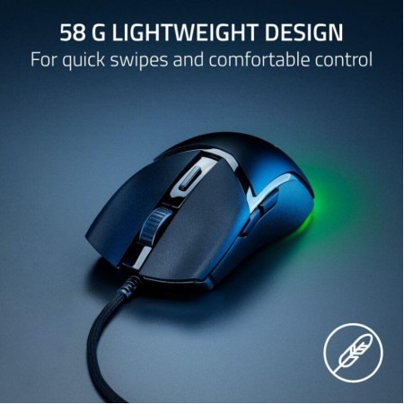 ماوس العاب سلكية Razer Cobra, تصميم خفيف بوزن 58 جرام, مستشعر بصري بدقة 8500 DPI, إضاءة Razer Chroma RGB, مع 8 أزرار قابلة للبرمجة, مفاتيح Razer Optical - أسود