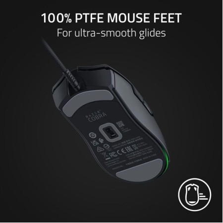 ماوس العاب سلكية Razer Cobra, تصميم خفيف بوزن 58 جرام, مستشعر بصري بدقة 8500 DPI, إضاءة Razer Chroma RGB, مع 8 أزرار قابلة للبرمجة, مفاتيح Razer Optical - أسود