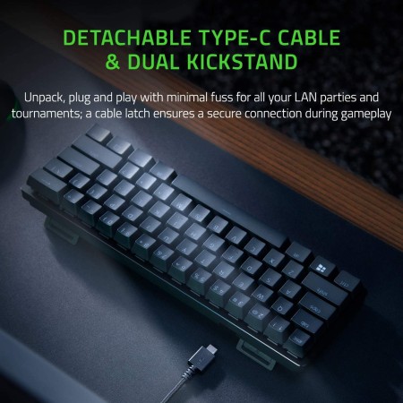 RAZER Huntsman Mini 60% gaming keyboard, Detachable USB-C, Clicky Optical Switches, Chroma RGB lighting, Razer Synapse - BLACK
