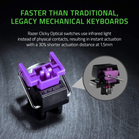 RAZER Huntsman Mini Mercury 60% gaming keyboard, Detachable USB-C, Purple Optical Switches, Chroma RGB lighting, Razer Synapse - WHITE
