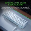 كيبورد العاب سلكي Razer Huntsman Mini Mercury, تصميم 60%, مفاتيح Purple Optical Switches, إضاءة Chroma RGB, كابل USB-C قابل للفصل,  يدعم Razer Synapse - أبيض