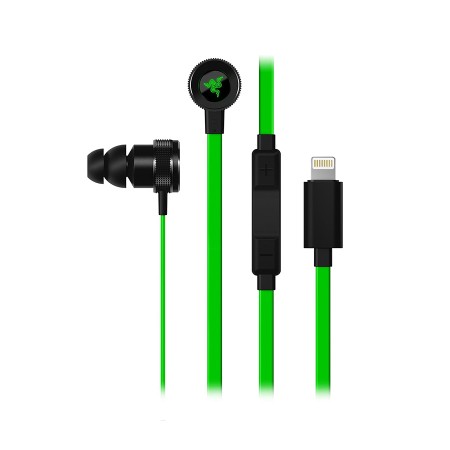 سماعة الأذن السلكية RAZER Hammerhead, متوافقة مع أجهزة iOS, ميكروفون مدمج, تصميم داخل الأذن, كيبل بطول 1.2 متر - أسود/أخضر