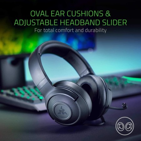 سماعة رأس سلكية Razer Kraken X Lite, وسائد أذن مبطنة, ميكروفون مرن قابل للتعديل, صوت محيطي 7.1, اتصال سلكي 3.5 مم, دعم Razer Synapse - أسود سماعة رأس سلكية Razer Kraken X Lite, وسائد أذن مبطنة, ميكروفون مرن قابل للتعديل, صوت محيطي 7.1, اتصال سلكي 3.5 مم, دعم Razer Synapse - أسود
