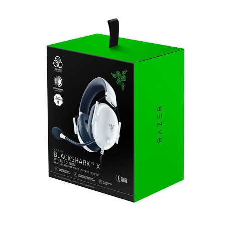 سماعة سلكية Razer BlackShark V2 X, صوت محيطي 7.1, مايكروفون HyperClear Cardioid, اتصال سلكي 1.8 متر, توافقة مع PC، PS5، N. Switch، Mac، وXbox - أبيض سماعة سلكية Razer BlackShark V2 X, صوت محيطي 7.1, مايكروفون HyperClear Cardioid, اتصال سلكي 1.8 متر, توافقة مع PC، PS5، N. Switch، Mac، وXbox - أبيض