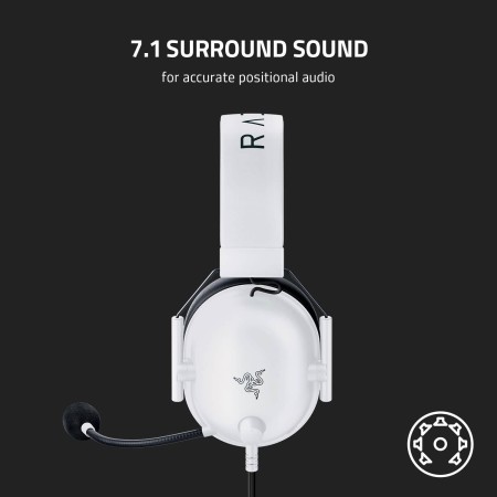 سماعة سلكية Razer BlackShark V2 X, صوت محيطي 7.1, مايكروفون HyperClear Cardioid, اتصال سلكي 1.8 متر, توافقة مع PC، PS5، N. Switch، Mac، وXbox - أبيض سماعة سلكية Razer BlackShark V2 X, صوت محيطي 7.1, مايكروفون HyperClear Cardioid, اتصال سلكي 1.8 متر, توافقة مع PC، PS5، N. Switch، Mac، وXbox - أبيض