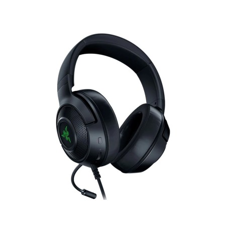 سماعة الألعاب سلكية Razer Kraken V3 X, صوت محيطي 7.1,  إضاءة Razer Chroma RGB, وسائد أذن من الفوم الميموري, ميكروفون قابل للإزالة, كيبل 2 متر USB - أسود