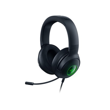 سماعة الألعاب سلكية Razer Kraken V3 X, صوت محيطي 7.1,  إضاءة Razer Chroma RGB, وسائد أذن من الفوم الميموري, ميكروفون قابل للإزالة, كيبل 2 متر USB - أسود