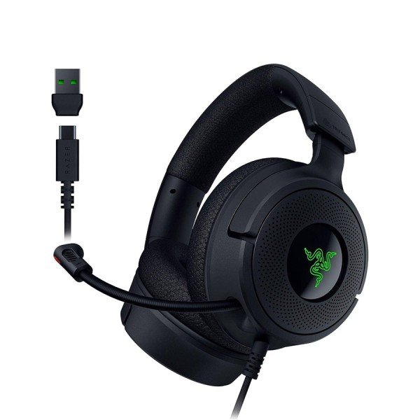 سماعة احترافية سلكية Razer Kraken V4 X 7.1, صوت محيطي 7.1, إضاءة Razer Chroma RGB, ايكروفون HyperClear Cardioid القابل للسحب, اتصال سلكي - أسود