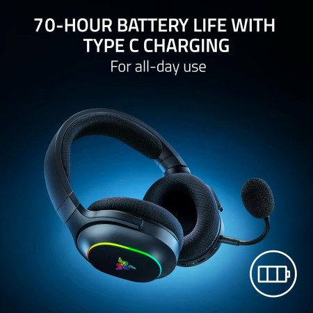 Razer Barracuda X Chroma 7.1 Wireless Gaming Headset, Detachable Mic, Up to 70 hr, 7.1 surround, Chroma RGB lighting - BLACK